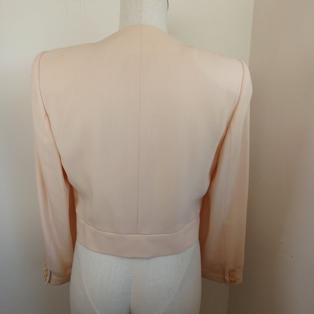 Giorgio Armani Le Collezioni Wool Blazer Womens 8 Cropped Length Cream Peach - Picture 4 of 13